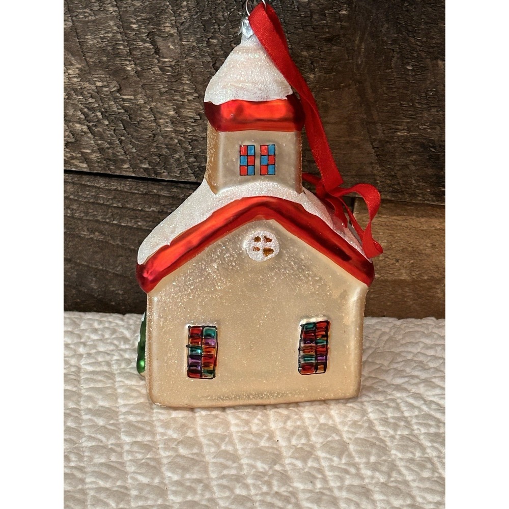 Christopher Radko 25th. Anniversary Glass Ornament Christmas Church 5" Glitter - Picture 5 of 7